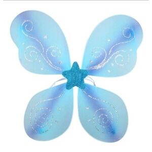 Just Pretending Wings Fairy Dress Up Play  Glittered Wings 14"x 17" Blue NWT